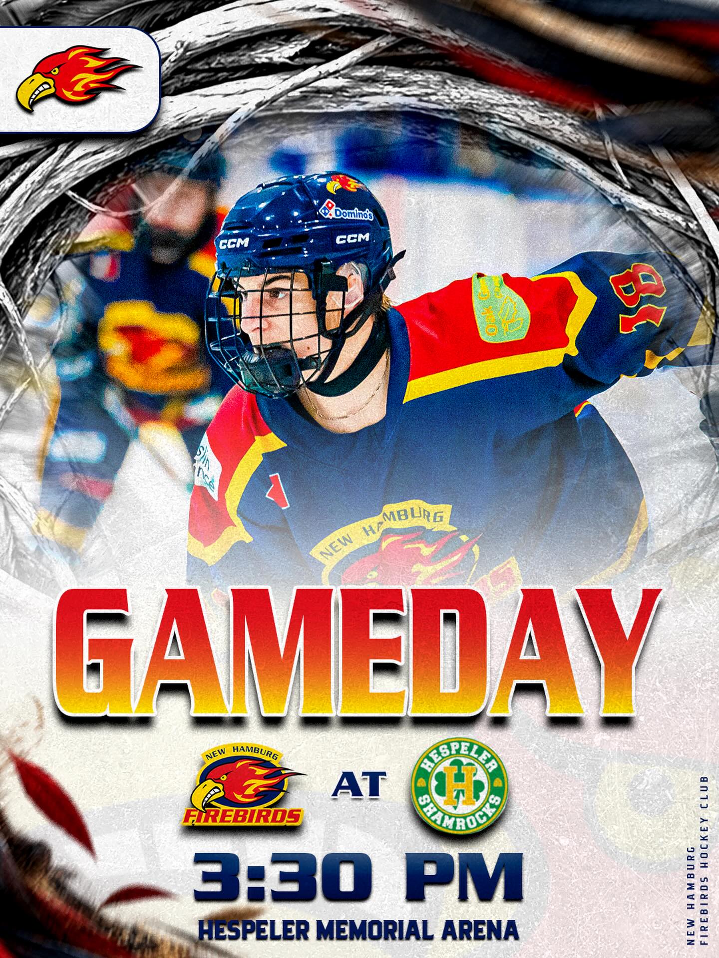 ROAD GAME. 

Your Firebirds will travel to Hespeler today, for an Afternoon Matinee against the Shamrocks. 

📅Oct 4, 2026
📍Hespeler Memorial Arena
⏰️ 3:30 PM Puck Drop

#thenest🔥🐥