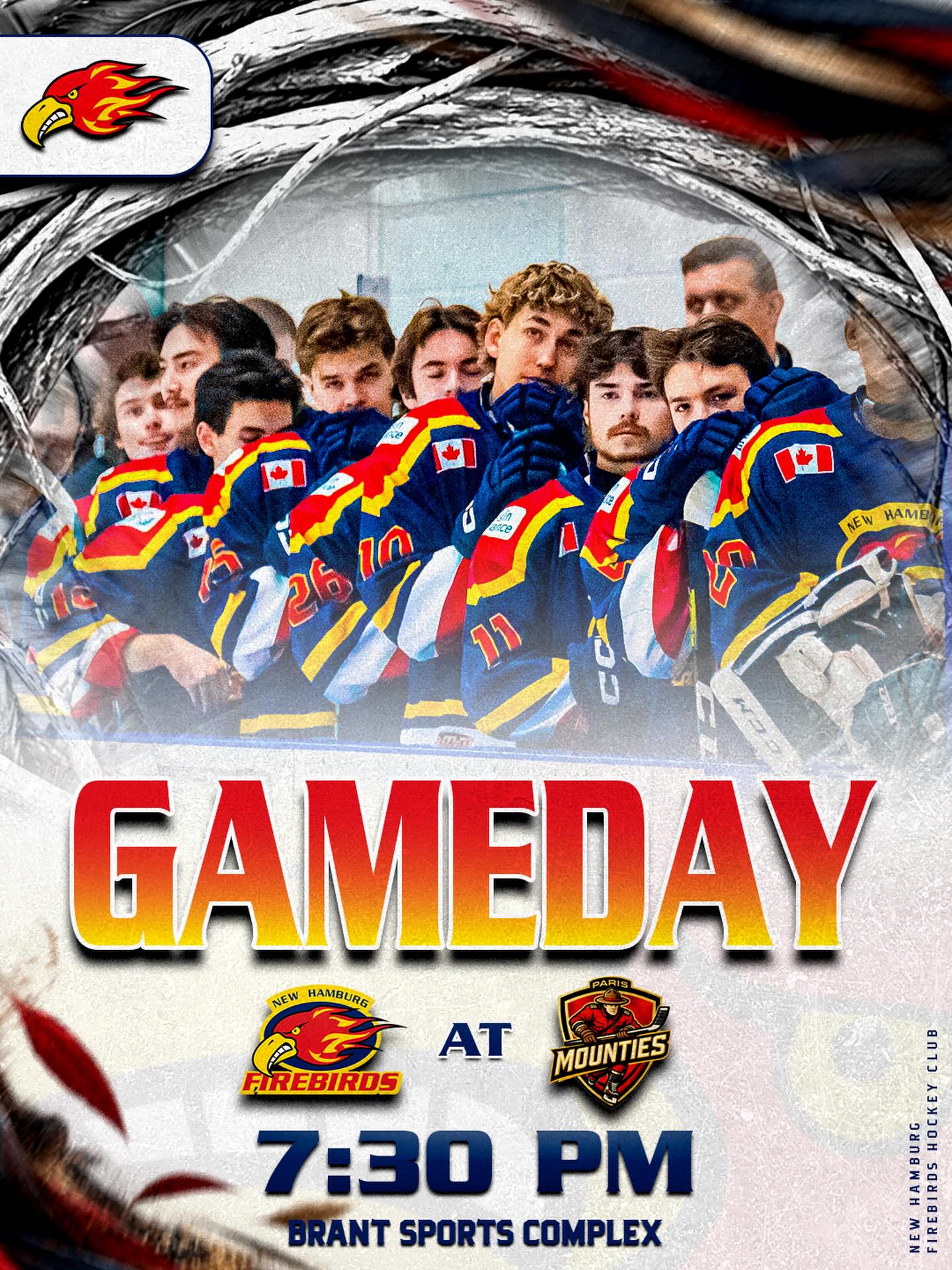 ROAD GAME. 

Your Firebirds will take on the Mounties tonight, in Paris. 

📅Sept 19, 2026
📍Brant Sports Complex
⏰️ 7:30 PM Puck Drop

#thenest🔥🐥
